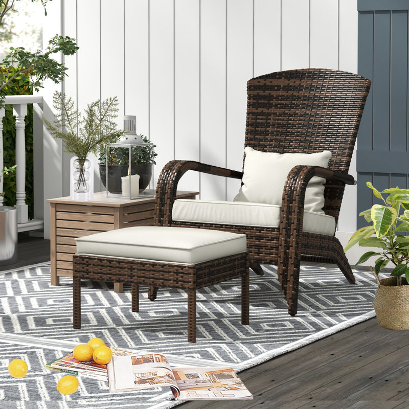 Chaise Adirondack avec repose-pieds Outsunny, Brun / blanc