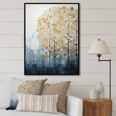 " Minimalism Gold And Blue Trees Scenery "