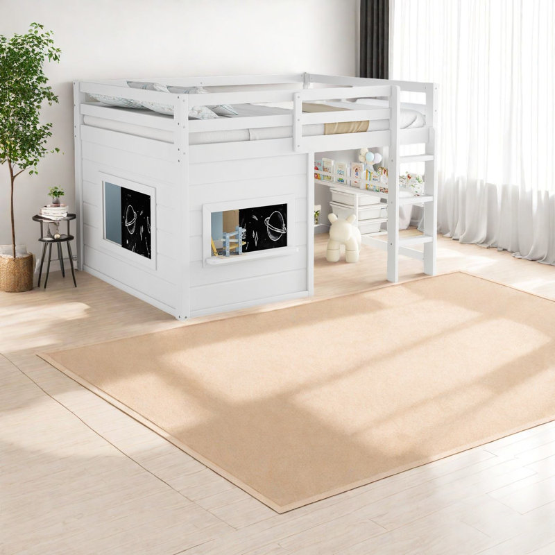 Lit double compact avec rangement, bois de pin, style moderne pour les maisons compactes