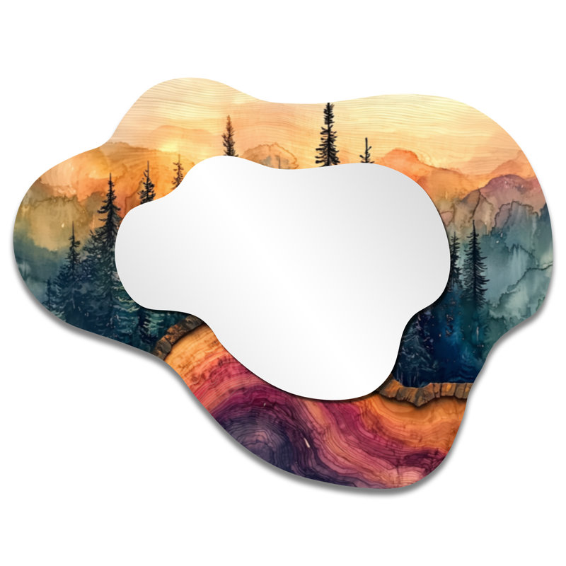Couleur d'un arbre de forêt dans un paysage forestier - miroir mural asymétrique Forest, miroir de coiffeuse traditionnel, imprimé sur métal