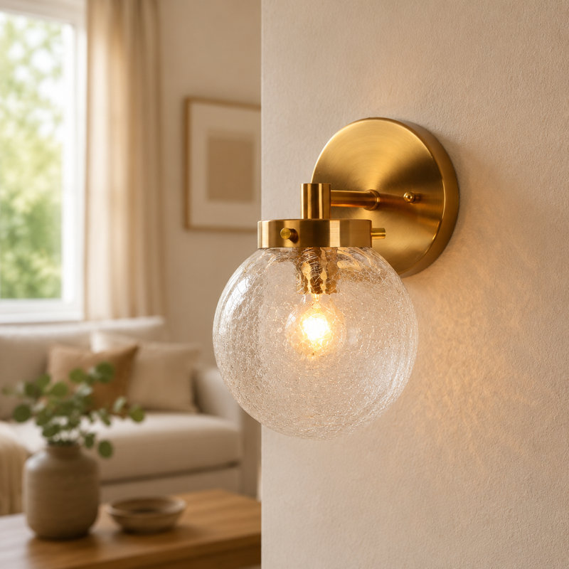  Applique murale de salle de bain à intensité variable dorée 1 lumière l 5,5 po Jenavicia Certifié UL