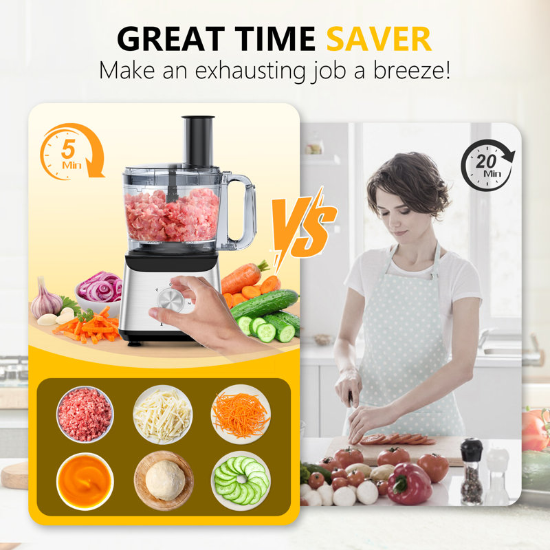 HOWORK 12 Cup Food Processor Vegetable Chopper with 2 Speeds & Pulse Function for Mincing, Dicing, Shredding, Puree & Kneading Dough, Black