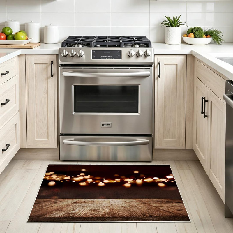 Tapis doré doré lavable à la machine, festif foncé avec lumière En, Rectangle 32 po x 47 po