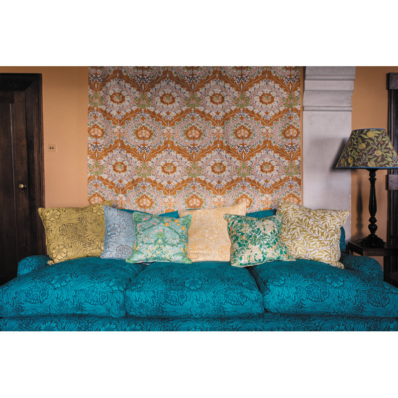 Merton Fabric, Burnt Orange/Chartreuse