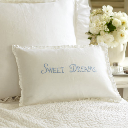 Sweet Dreams Linen Lumbar Pillow Cover & Insert, Blue