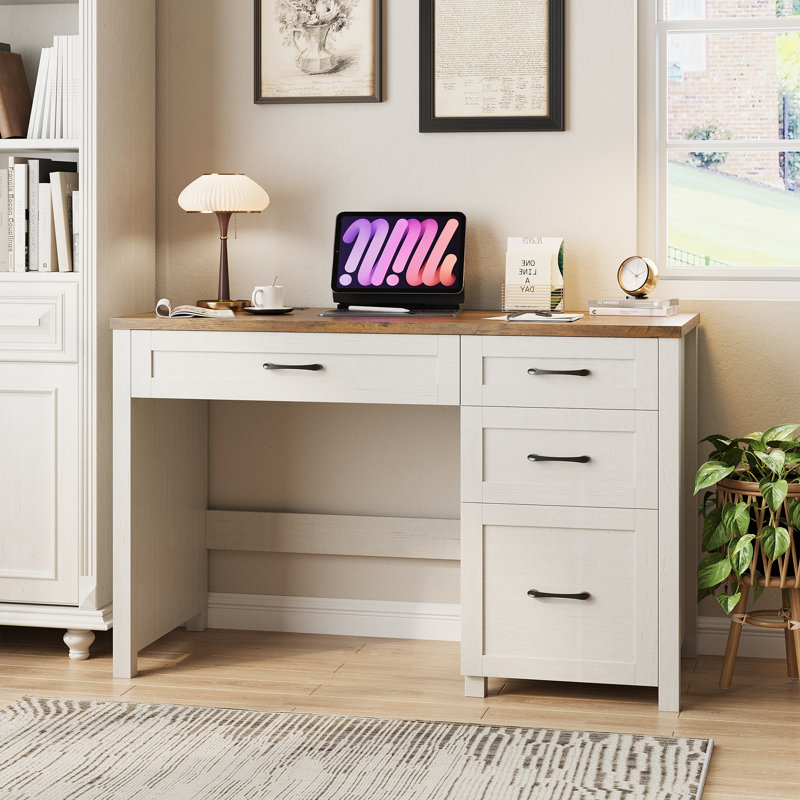 Farmhouse 47" Executive Desk, Brown/White