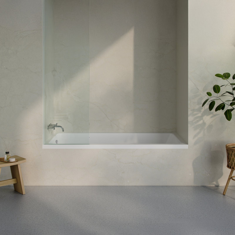 Baignoire d'angle Voltaire 72 x 36 avec bonde à gauche, blanc lustré et accoudoir intégré, Gauche