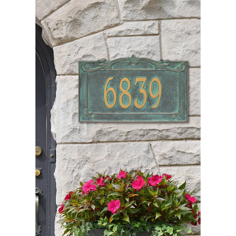 Plaque d'adresse murale 1 ligne Signature Series, Vert-de-gris, Bronze, Oui