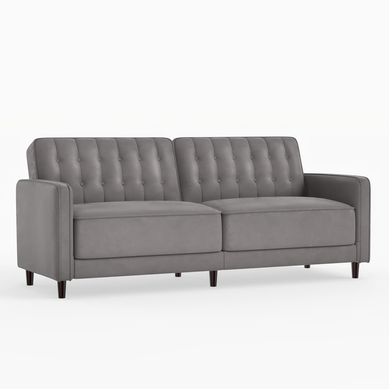 81.9" Wide Luxury Velvet Tufted Convertible Sleeper Sofa, Futon with Three Seating, Gray Velvet