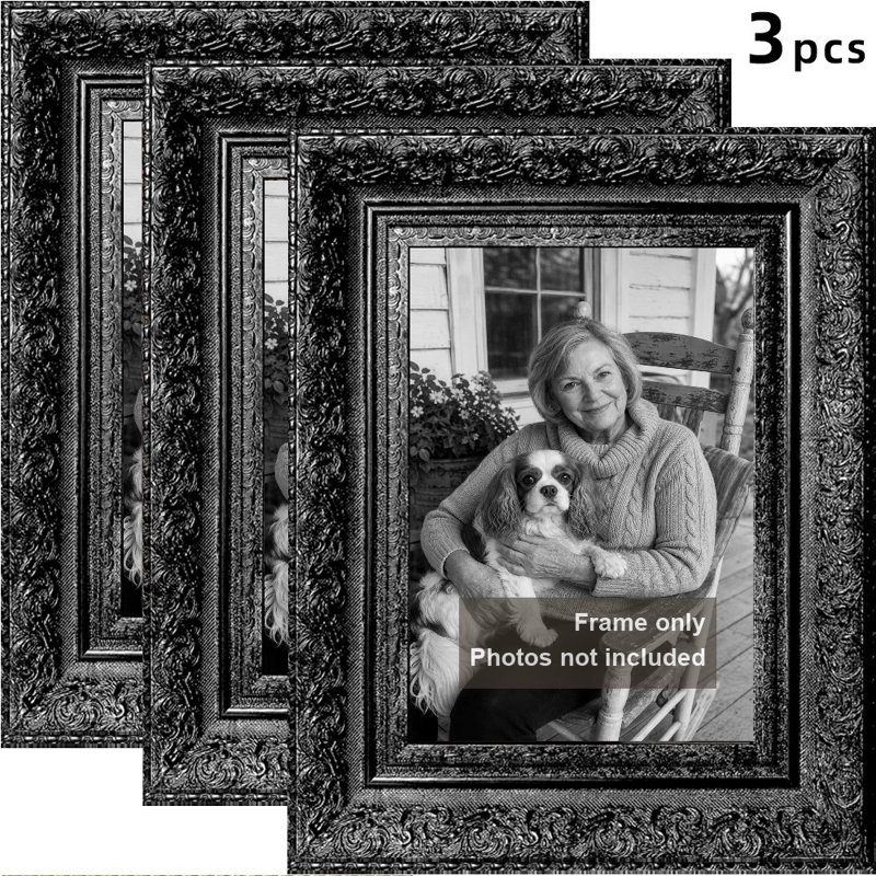 Black 3 PCS 8" x 10" Cozy Picture Frame with Horizontal or Vertical Display