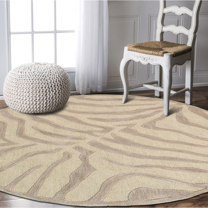 Tapis gris / argenté touffeté à la main Duley, Rond 5 pi