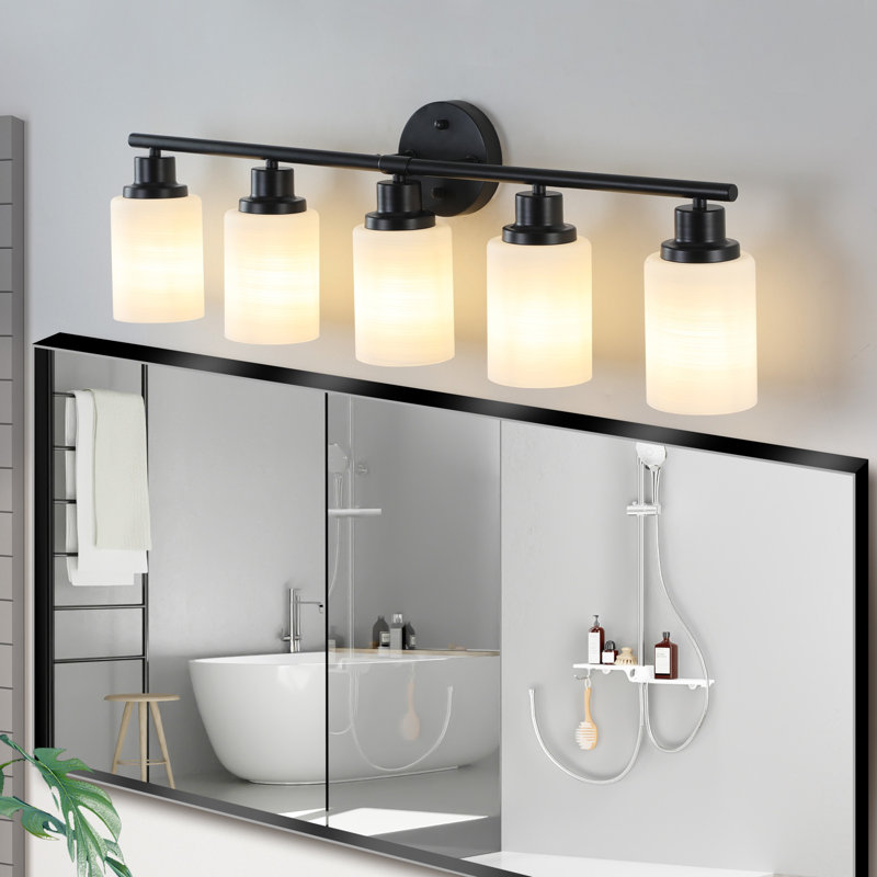 Éclairage pour meuble-lavabo moderne 5 lumières 5 lumières, Noir