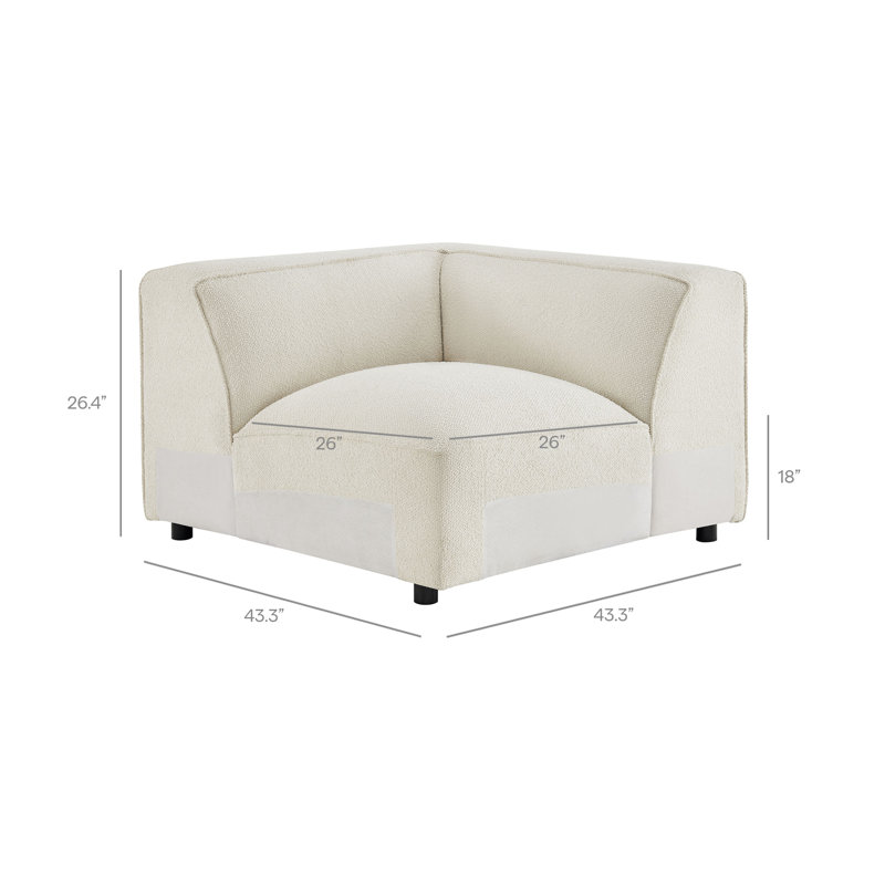 Canapé modulaire de coin 5 pièces Auren, Cream Boucle, 26.4" H x 125.3" W x 125.3" D
