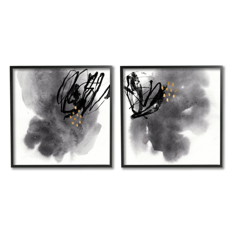 «Energetic Black Lines Abstract Copper Mark Design» par Jacob Green - ensemble de 2 impressions d'art graphique