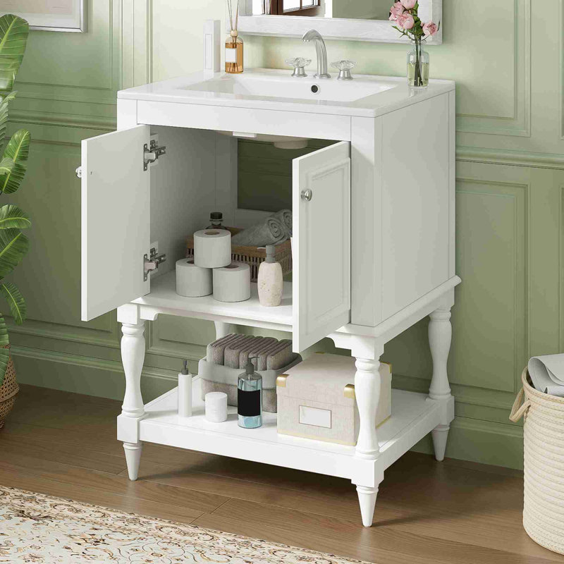 Meuble-lavabo moderne et luxueux, Silver, Blanc