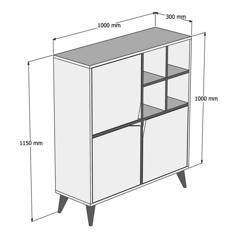 Stylish Multi-Purpose Cabinet, Walnut & Yellow, 39.4 x 45.3 x 11.8 inches | 100% Melamine Coated Particle Board, Thickness: 0.7 inches | Numerous Shelves, Wall-Mountable, Perfect for Modern Home or Office Décor