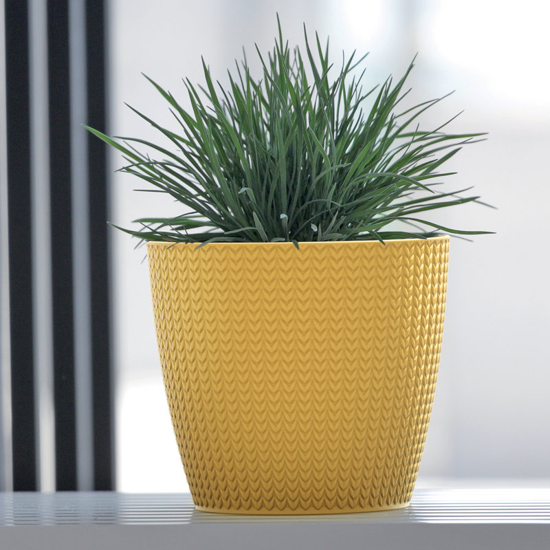 Caffrey Pot Planter, White, 19.3cm H x 22cm W x 22cm D, Set of 2