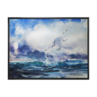 Vague et goélands - Peinture sur toile