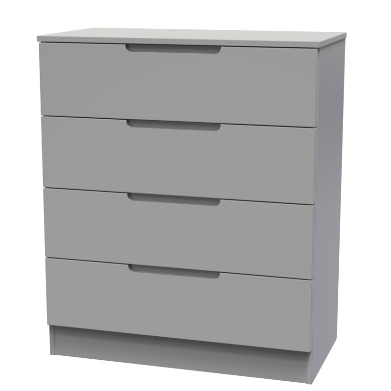 Milan 4 Drawer Chest in Dusk Grey (Ready Assembled), Grey