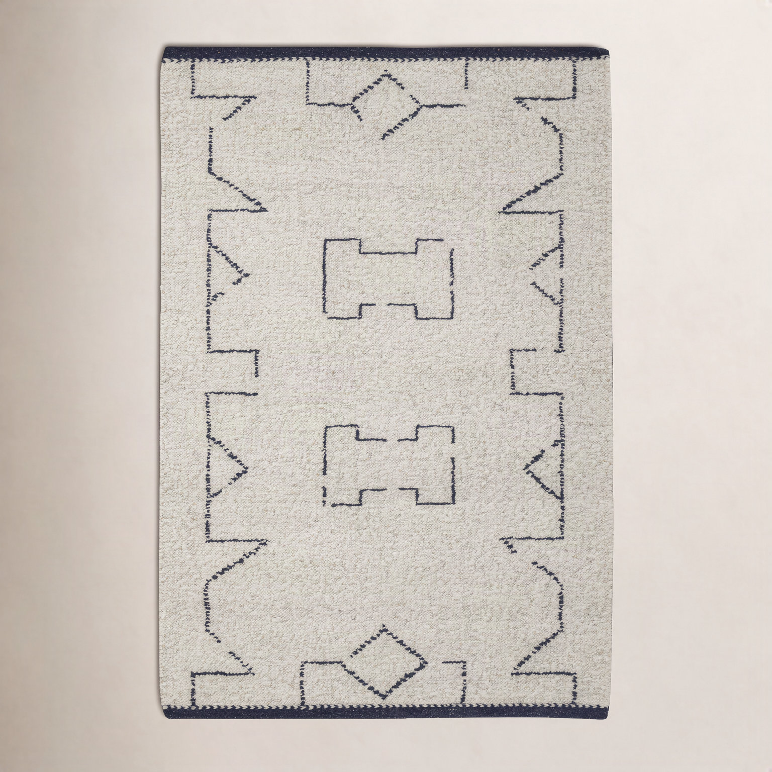 Flatweave Wool Rug, Beige, Rectangle 7'9" x 9'9"