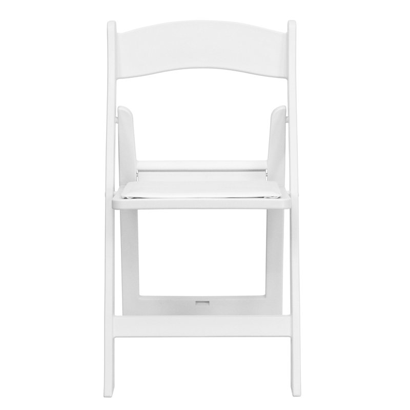 Resin Folding Chair with Vinyl Padded Seat, White 