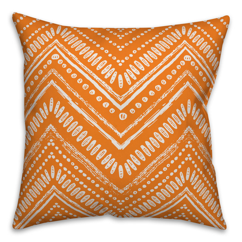 Coussin extérieur circulaire, Polyester / Bourre en polyester, 20 po x 20 po, Orange / blanc