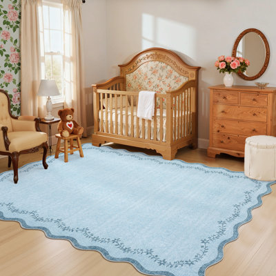 Tapis festonnés pour salon, chambre à coucher, tapis antidérapant, lavable, chambre de ferme à motif floral, salle à manger