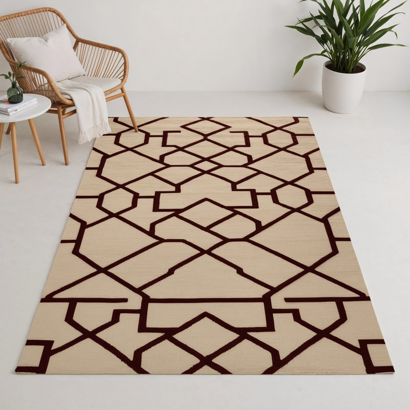 Tapis intérieur et extérieur beige Trellis, Rectangulaire 3 pi x 5 pi