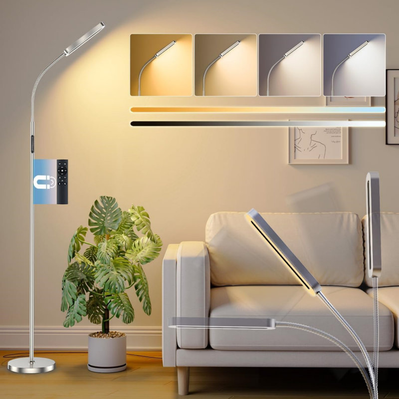 174cm LED Arched Floor Lamp, Nickel, 15 Watts