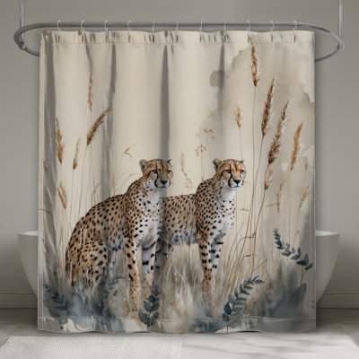 Rideaux de douche guépard en herbe