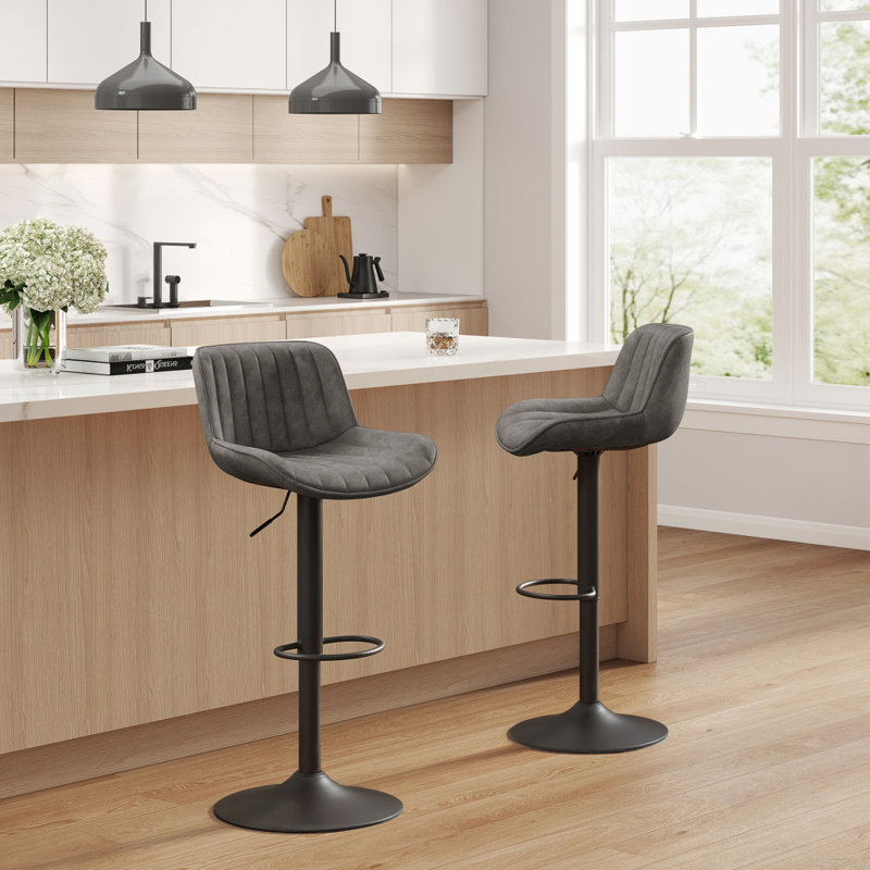 Tabouret pivotant à hauteur réglable Jaiven, gris, Tabouret de bar (siège d'une hauteur de 31,49 po)