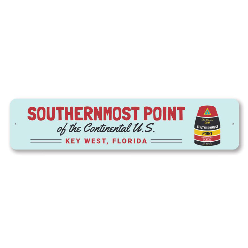Enseigne en aluminium Southernmost Point Key West, H 4 po x l 18 po x P 0,04 po