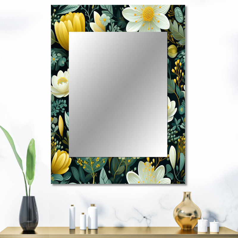 Zahira Botanical Bliss Boho Motif - miroir mural botanique, 40 po x 30 po