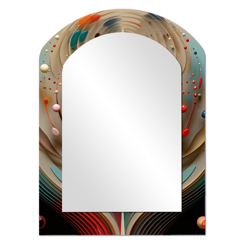 Awakening Of Origine - miroir mural Shapes Arch, miroir décoratif asymétrique rouge, impression d'art en métal, 34 po x 25 po