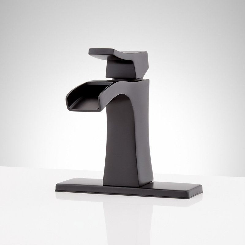 Robinet de salle de bain monotrou 1,2 GPM avec poignée levier en métal et bonde escamotable Vilamonte, Noir mat