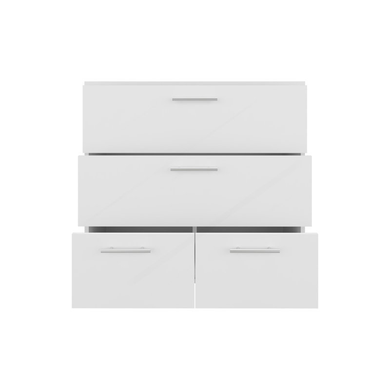 Commode, 4 tiroirs, 4 pieds, blanc
