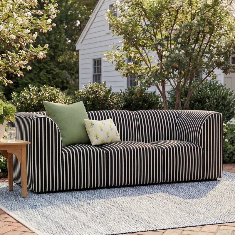 Eliana 96" Sunbrella® Outdoor Sofa, Shore Classic Black Stripe Sunbrella®