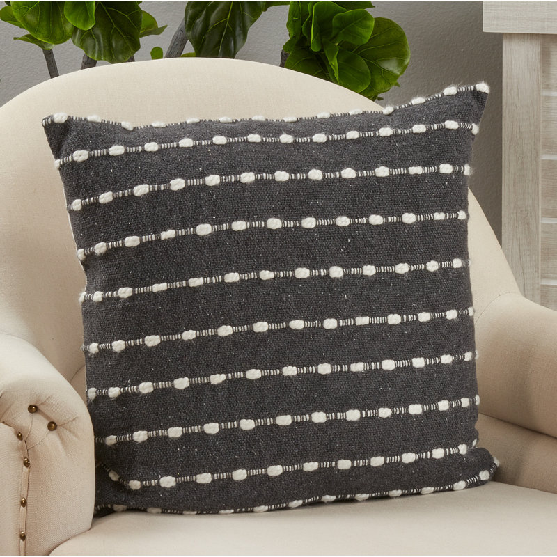 Marilla Collection Striped Cotton Throw Pillow, Polyester/Polyfill