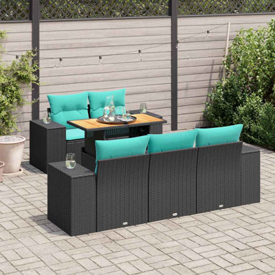  Ensemble de canapé de patio 6 pièces avec coussins en rotin de polyester