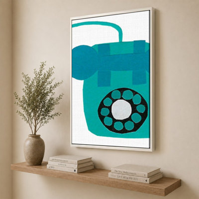 «Retro Téléphone Blue» par Jen Bucheli - Impression sur toile