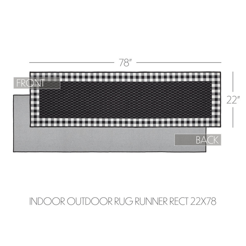 Down Home Runner  Geometric Machine Woven Flatweave Polyester Indoor / Outdoor Area Rug in Black/White, Runner 1'10" x 6'6"