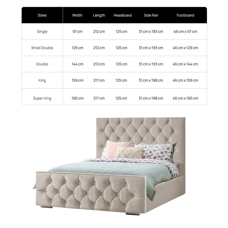 Bollman Upholstered Bed, Double (4'6), Steel
