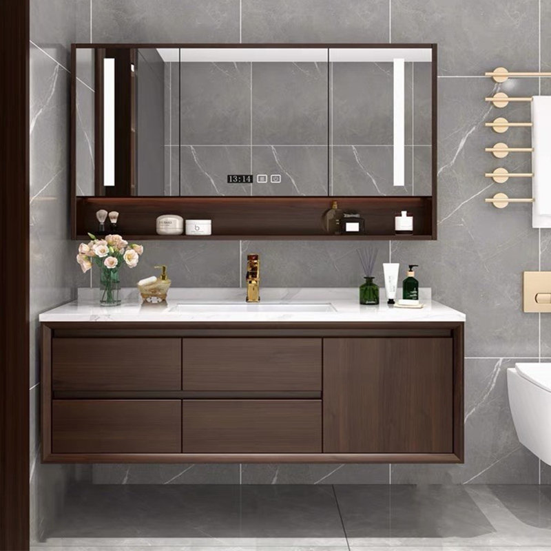 Armoire de salle de bain rétro de style chinois, H 20,47 po x l 55,51 po x P 19,69 po