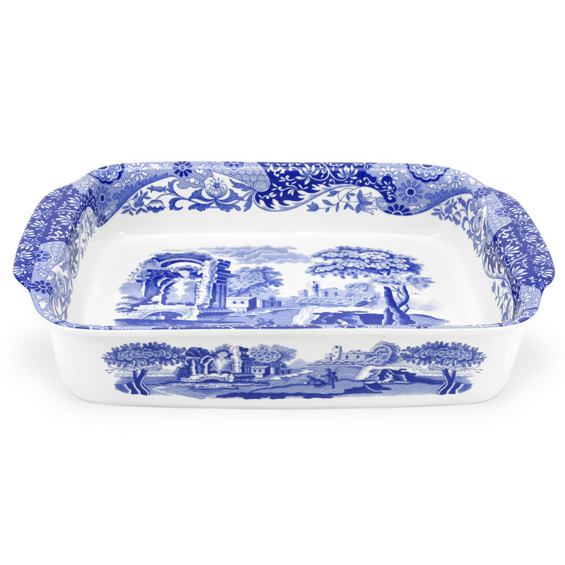 Spode Blue Italian Rect Handled Dish 15X12"