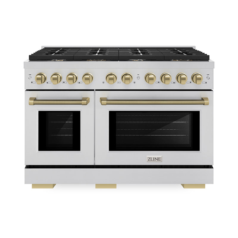 ZLINE Autograph 48 in. Paramount Dual Fuel Range in Stainless Steel with Bronze Helix Handles, Bronze