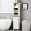 Grande armoire de rangement pour salle de bain - Tour autoportante en blanc antique avec 3 tablettes ouvertes et une tablette réglable. Compact pour les espaces étroits. De nombreuses options. Stable et sécuritaire. L 12,5 po x l 11,75 po x H 63,5 po