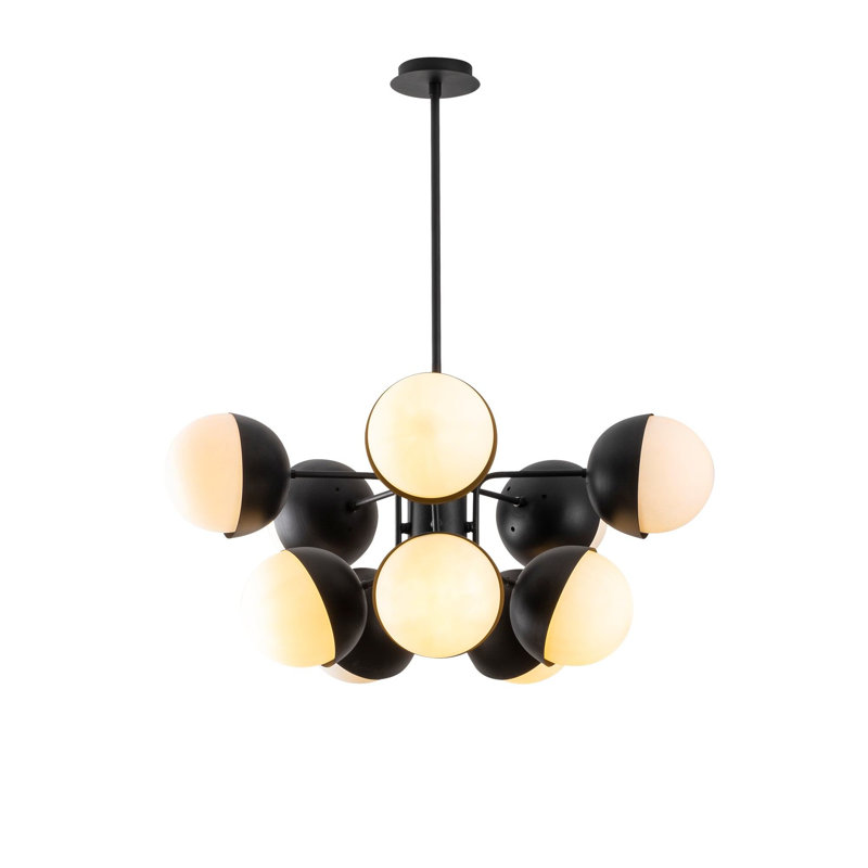 Donleavy 10 - Light Sputnik Chandelier, Black, Black/White