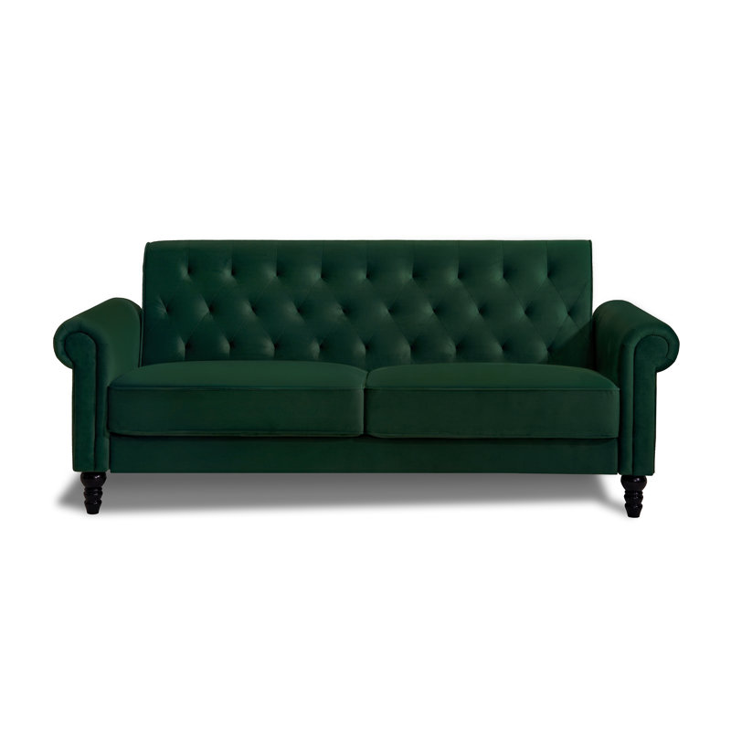 Mifflinville 3-Seater Velvety Sofa, Green, 3