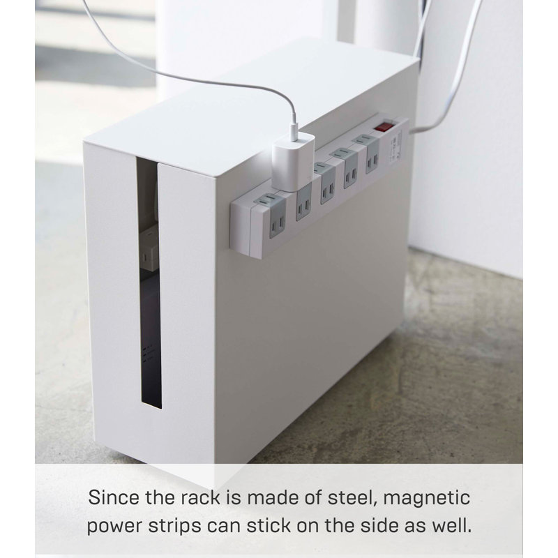 White Steel Rolling Cable Management Box with Wheels