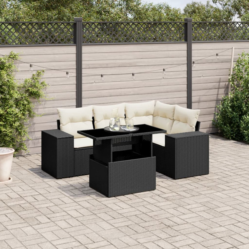 Ensemble de canapé de jardin Vidaxl noir, crème